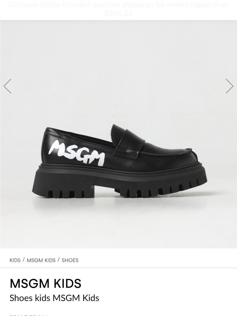 MSGM Kids Black Leather Logo Loafers 36